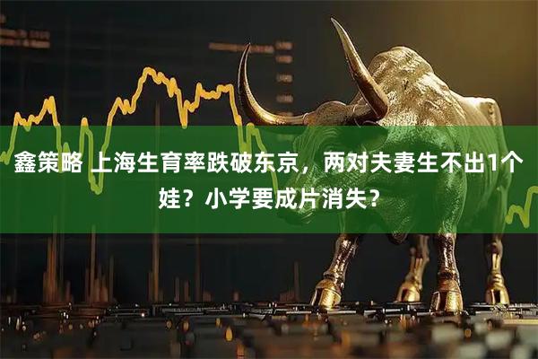 鑫策略 上海生育率跌破东京，两对夫妻生不出1个娃？小学要成片消失？