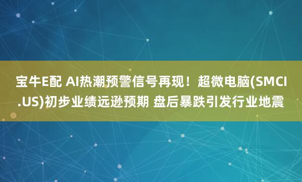 宝牛E配 AI热潮预警信号再现！超微电脑(SMCI.US)初步业绩远逊预期 盘后暴跌引发行业地震