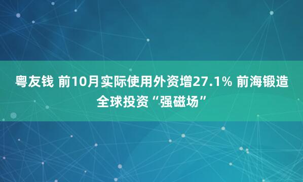 粤友钱 前10月实际使用外资增27.1% 前海锻造全球投资“强磁场”