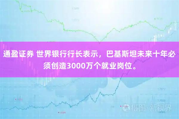 通盈证券 世界银行行长表示，巴基斯坦未来十年必须创造3000万个就业岗位。