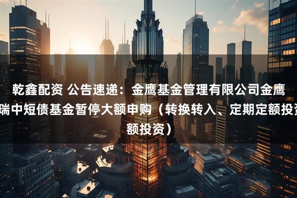 乾鑫配资 公告速递:金鹰基金管理有限公司金鹰添瑞中短债基金暂停大额申购(转换转入、定期定额投资)